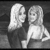 Sisters in charcoal/pastels 11 x 14
